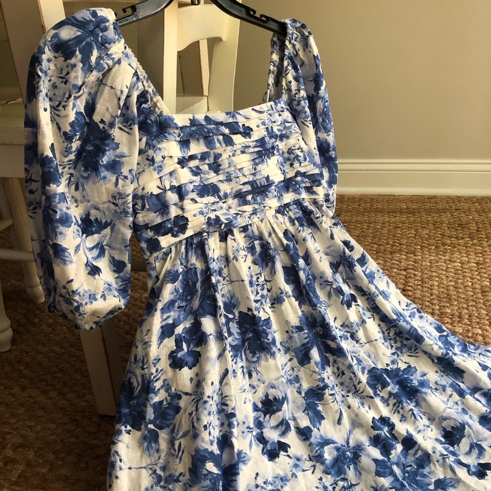 Abercrombie & Fitch Emerson Linen Blend Puff Sleeve Dress. Size Small T